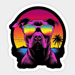 Retro Pop art Pitbull Dog Breed Sunset Art Sticker